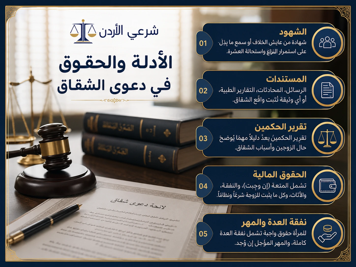 الأدلة والحقوق في دعوى الطلاق للشقاق في الأردن