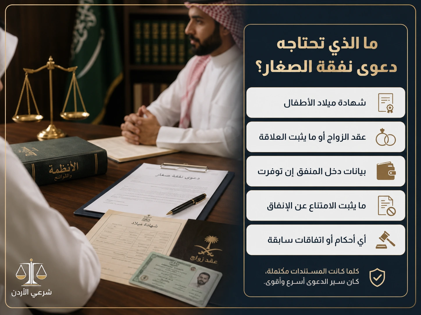 ما الذي تحتاجه دعوى نفقة الصغار