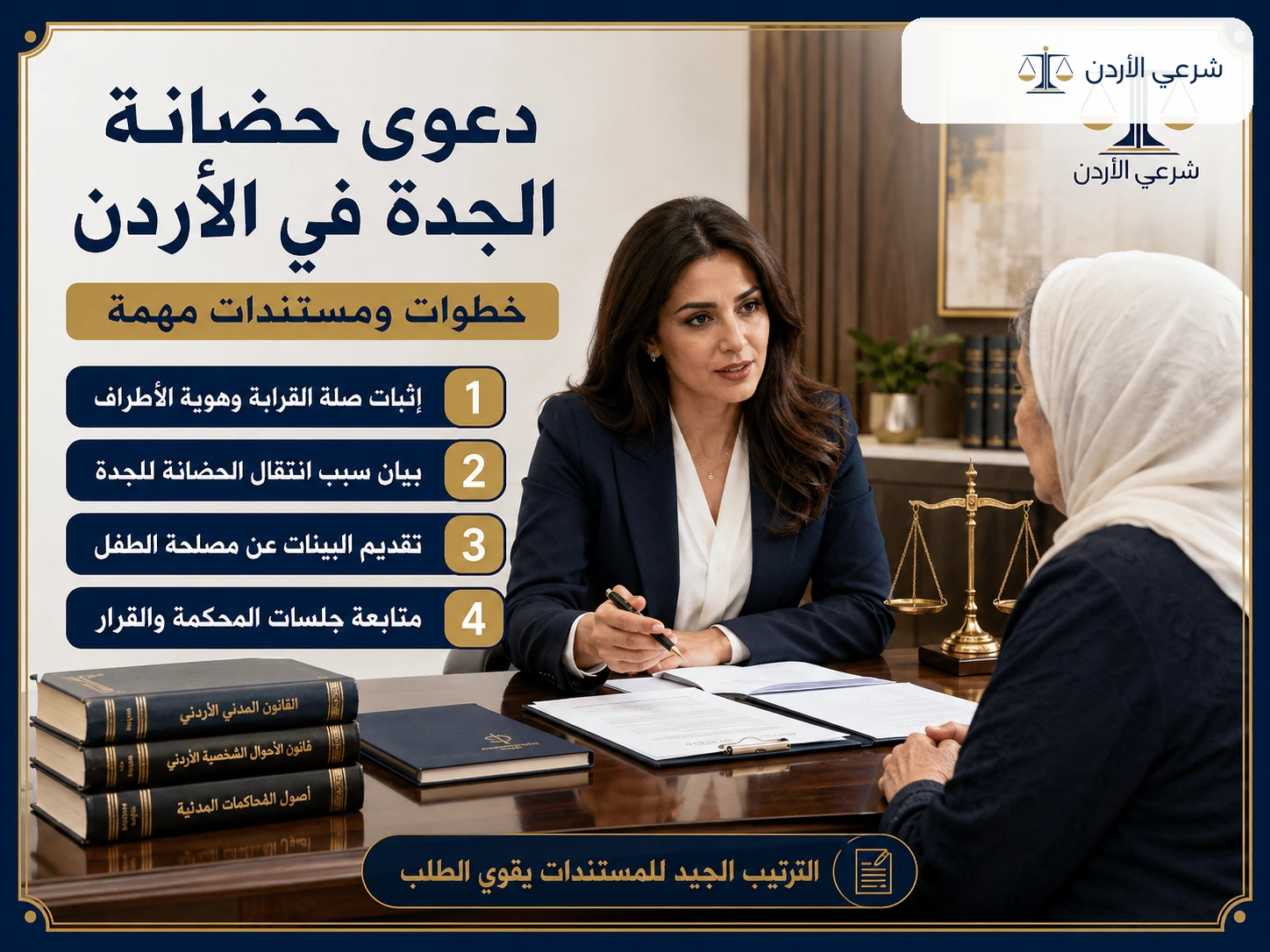 خطوات وإرشادات حول شروط وإجراءات دعوى حضانة الجدة في الأردن