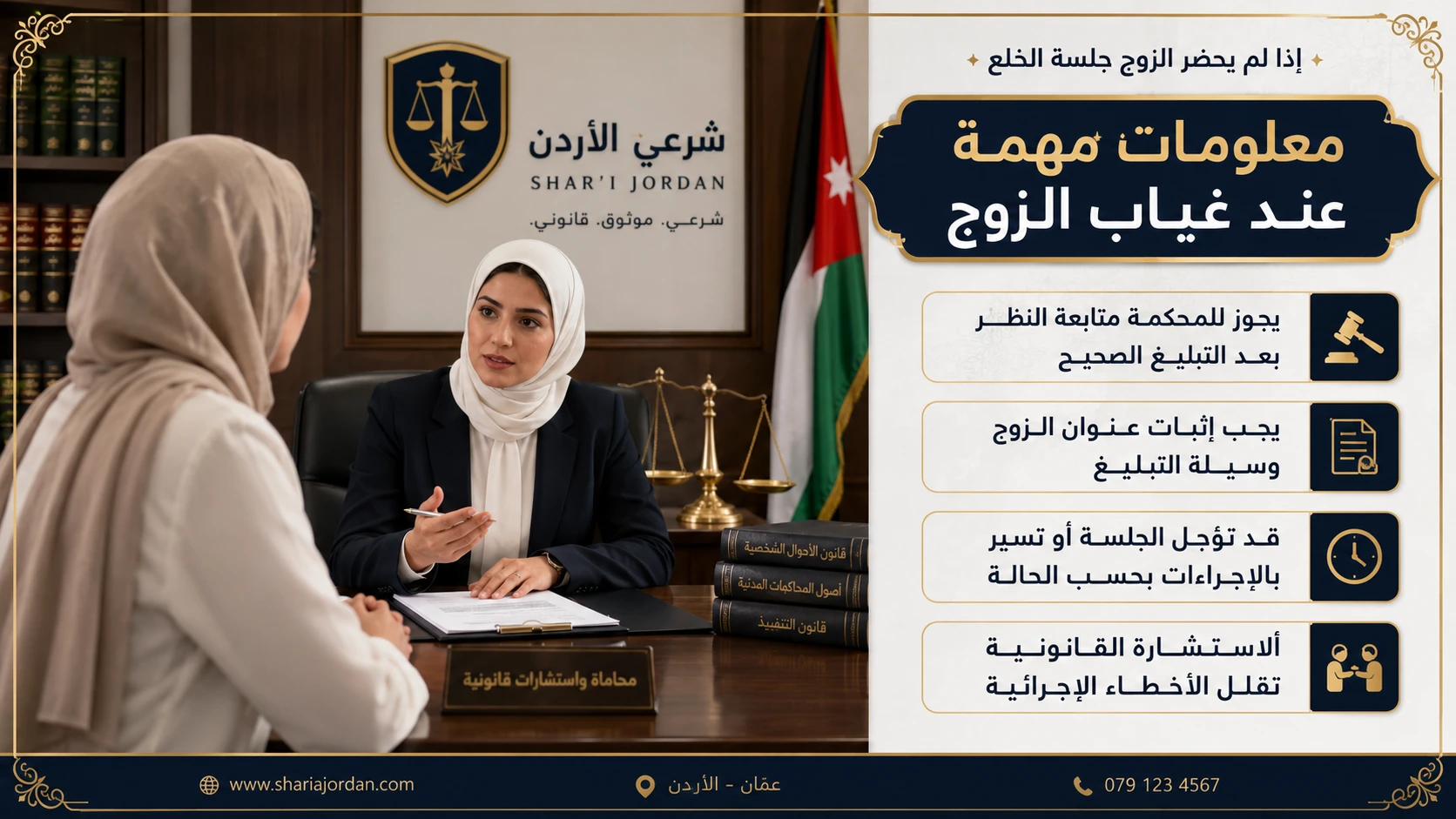 معلومات مفيدة حول غياب الزوج عن جلسة الخلع