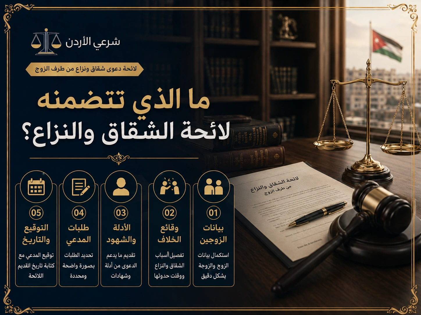 ما الذي تتضمنه لائحة الشقاق والنزاع من طرف الزوج