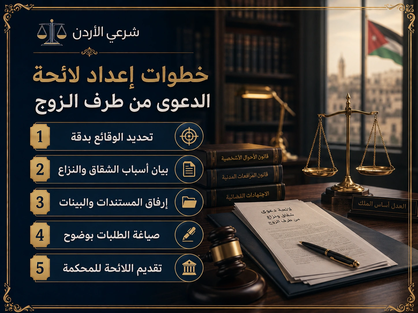 خطوات إعداد لائحة دعوى شقاق ونزاع من طرف الزوج