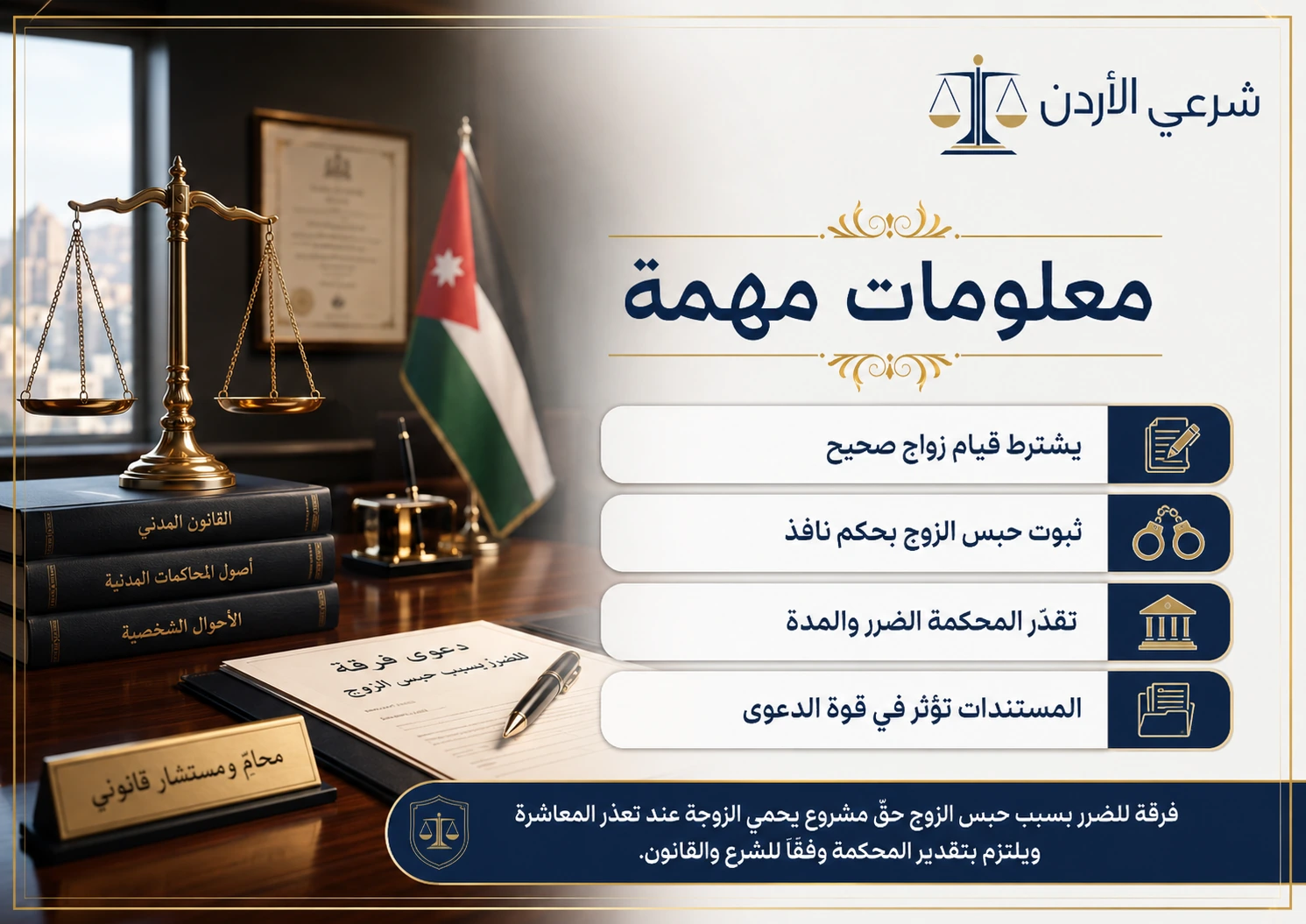 معلومات مفيدة حول التفريق بسبب حبس الزوج في الأردن