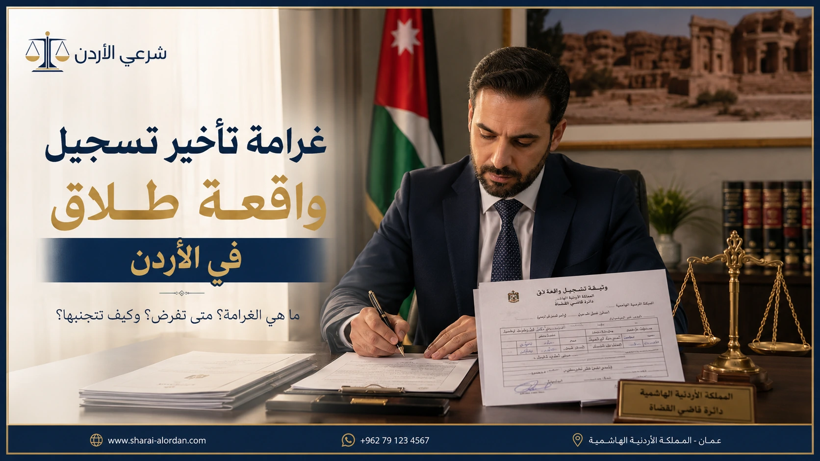 غرامة تأخير تسجيل واقعة طلاق في الأردن