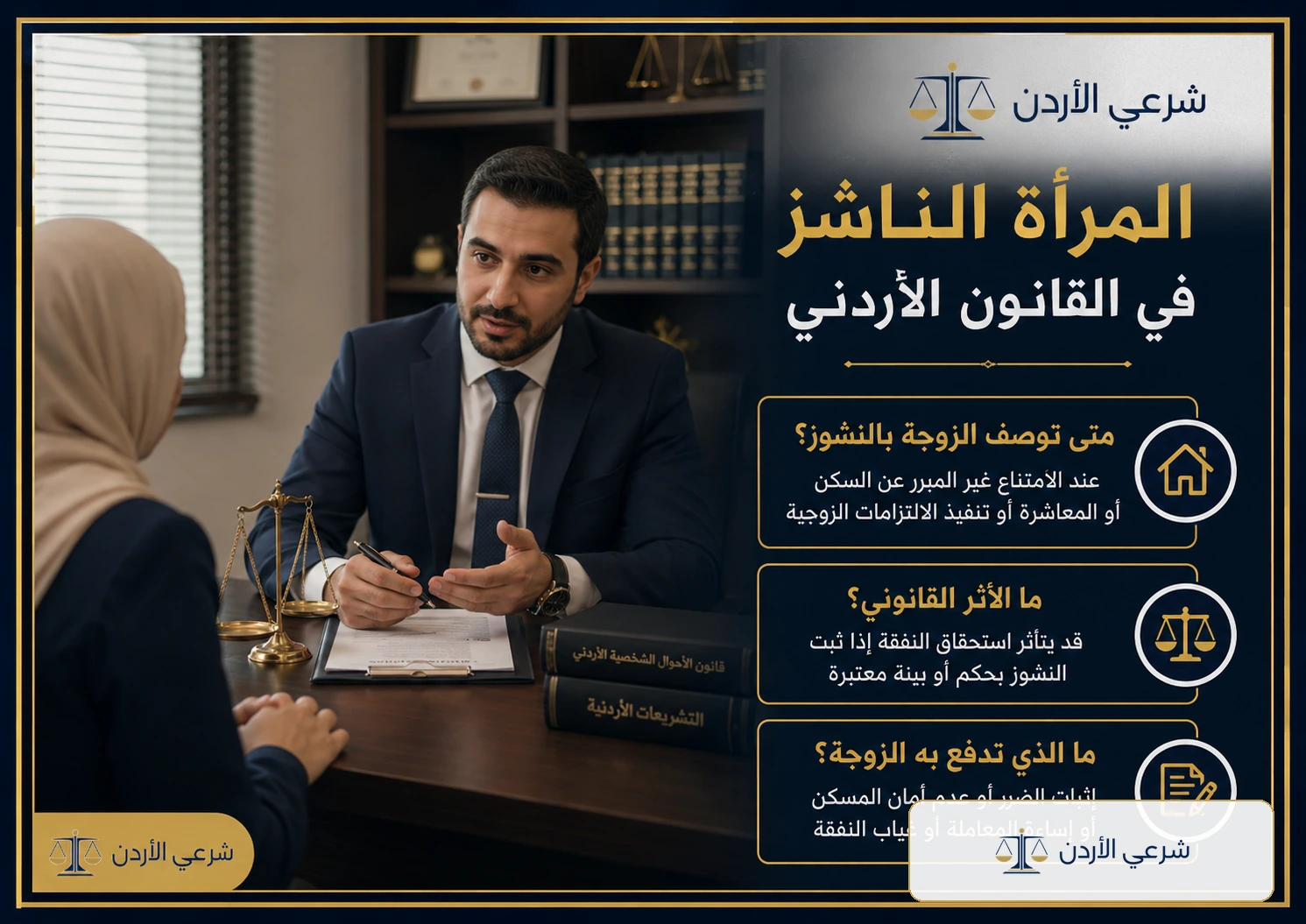 معلومات قانونية عن المرأة الناشز في الأردن