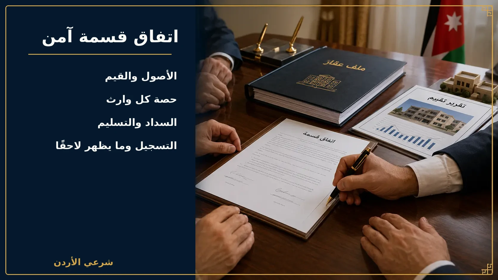 بنود اتفاق تقسيم التركة بالتراضي