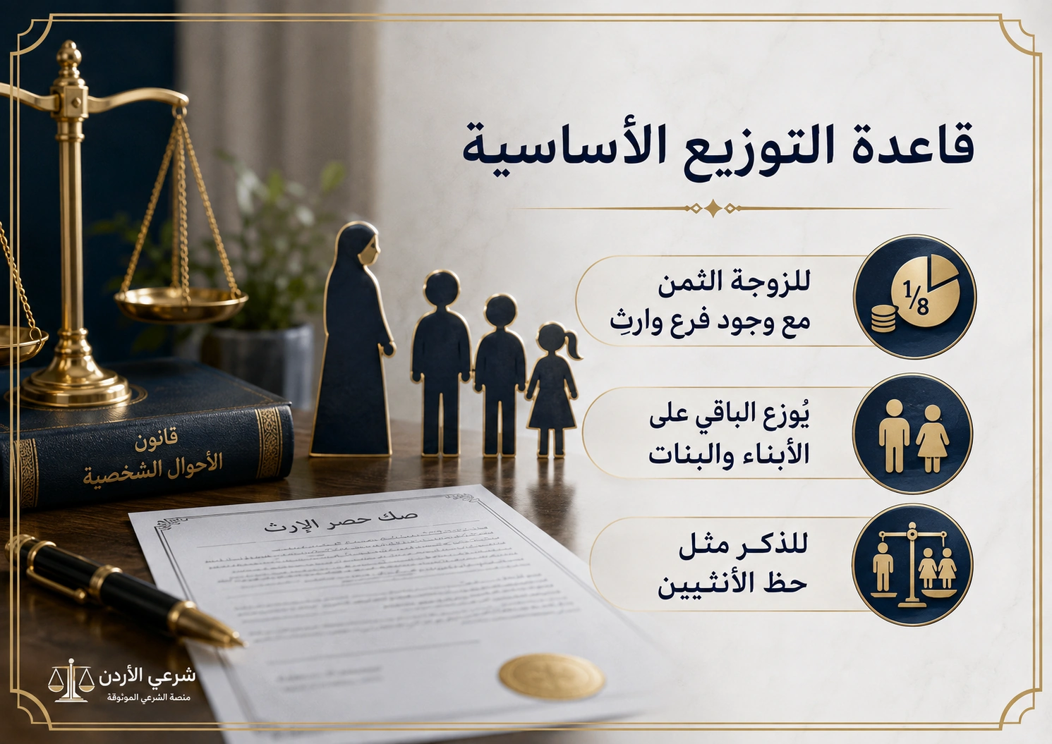 تقسيم الورث للبنات والاولاد والزوجة معلومات