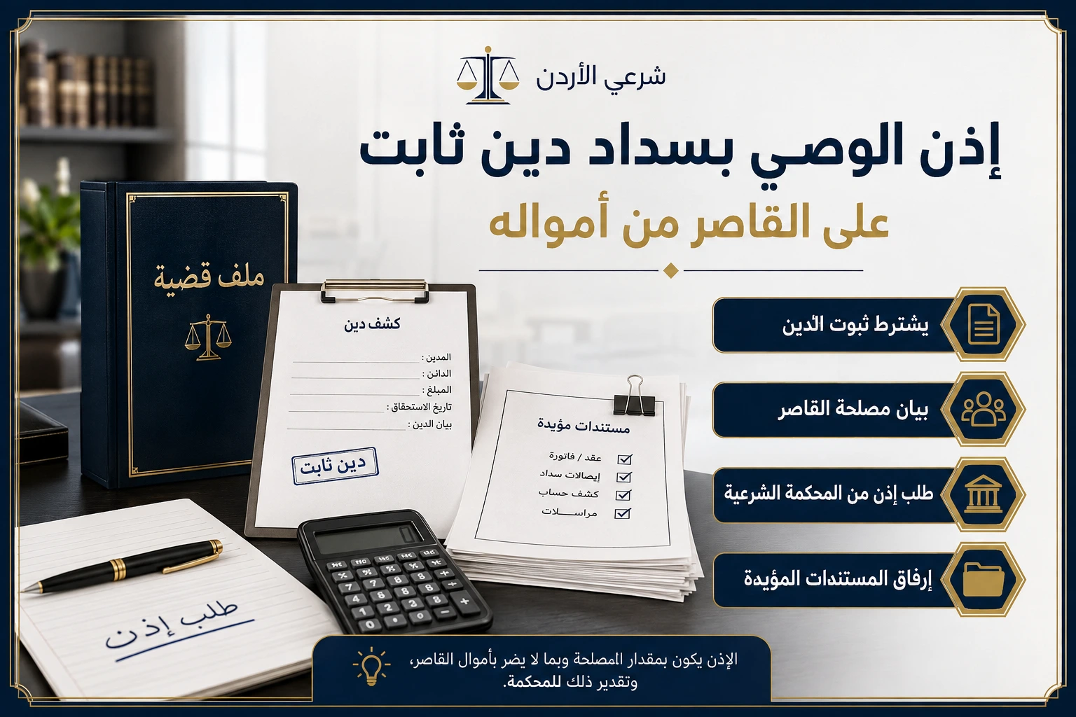 معلومات عن شروط سداد دين ثابت على القاصر