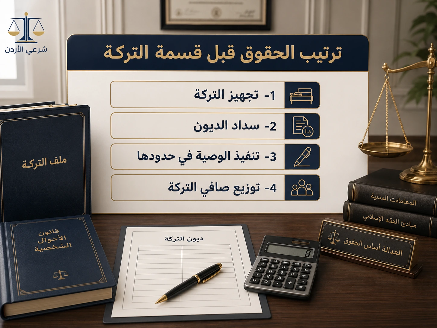 ترتيب الحقوق قبل قسمة التركة