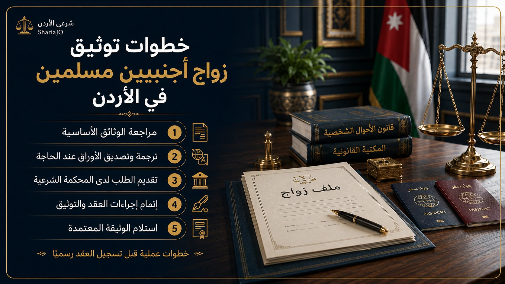 قائمة مراجعة قبل حجز موعد زواج أجنبيين مسلمين في الأردن