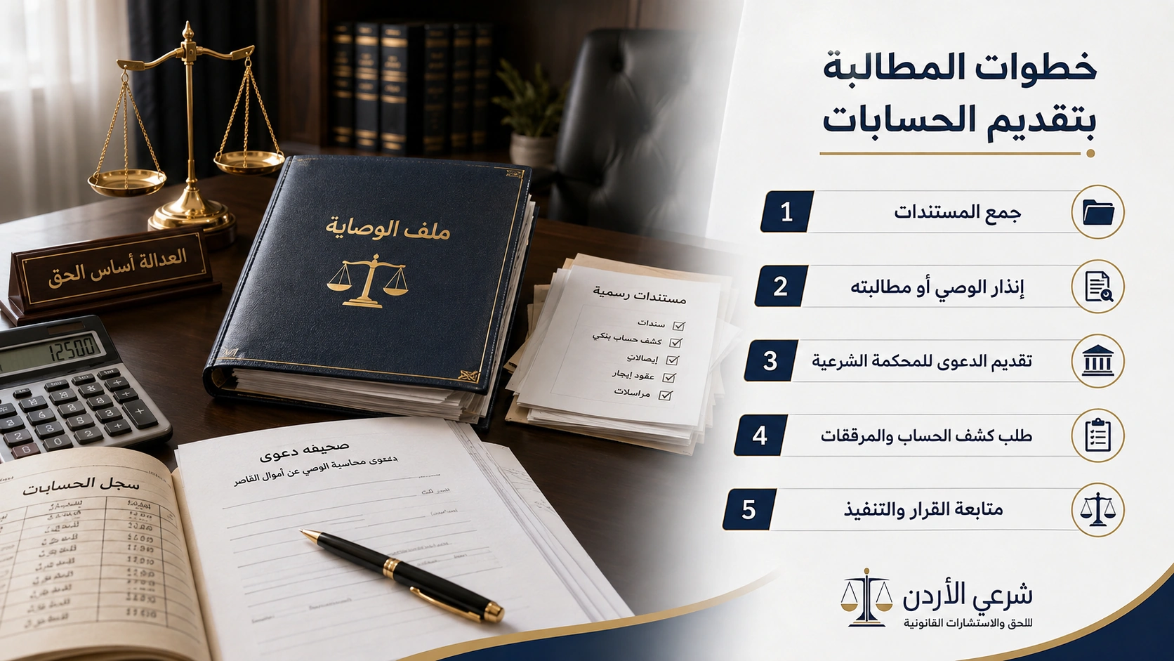 دعوى محاسبة الوصي عن أموال القاصر وإلزامه بتقديم الحسابات - خطوات وإجراءات