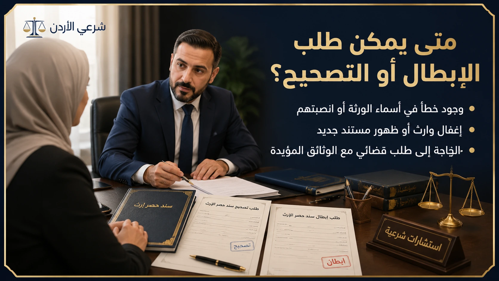 متى تحتاج حجة حصر الإرث إلى تصحيح