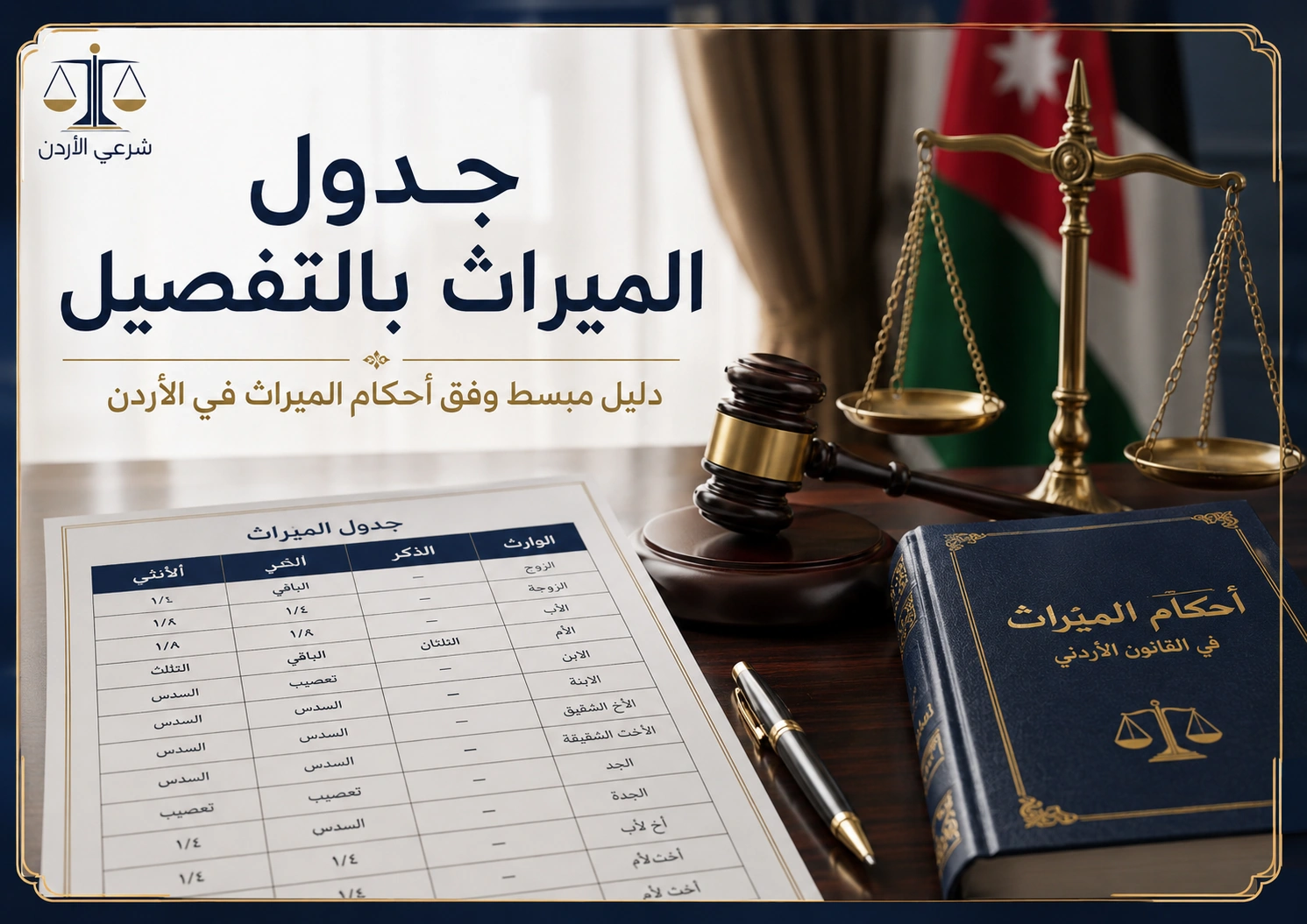 جدول الميراث بالتفصيل