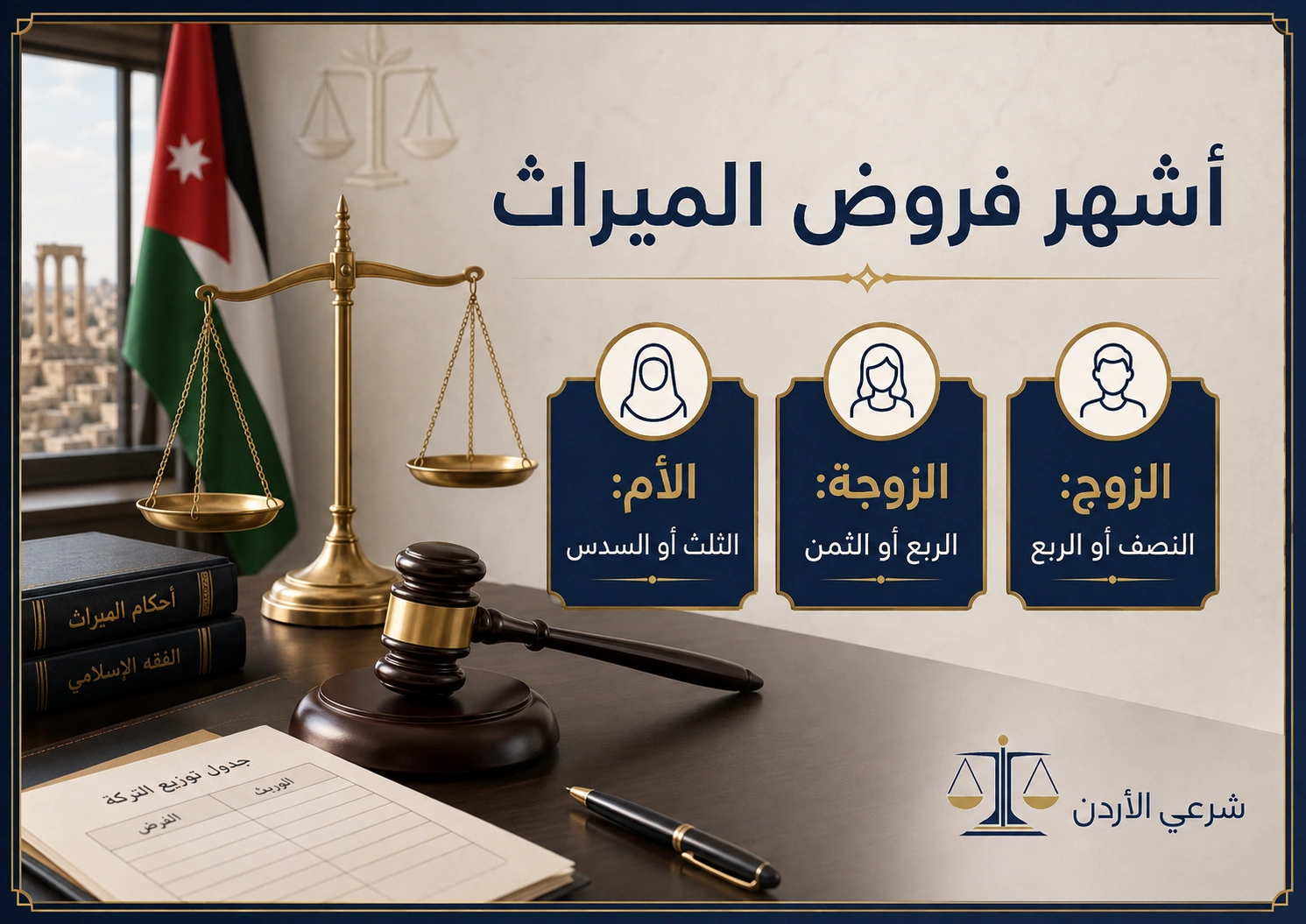 جدول الميراث بالتفصيل معلومات