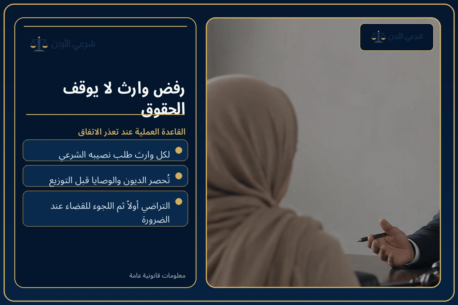 رفض أحد الورثة تقسيم التركة في الأردن