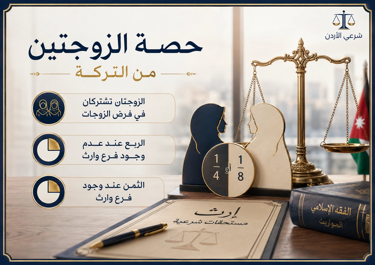 تقسيم الميراث في حال وجود زوجتين معلومات