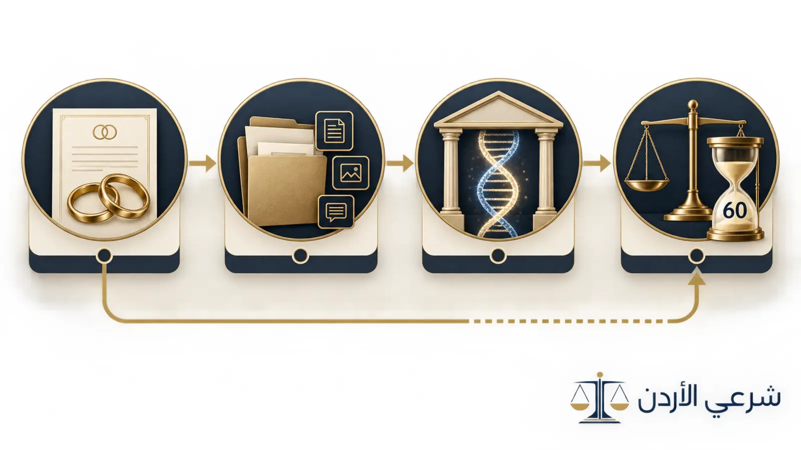 مخطط يوضح طرق إثبات النسب ودور الفحص الجيني ومهلة اللعان في الأردن