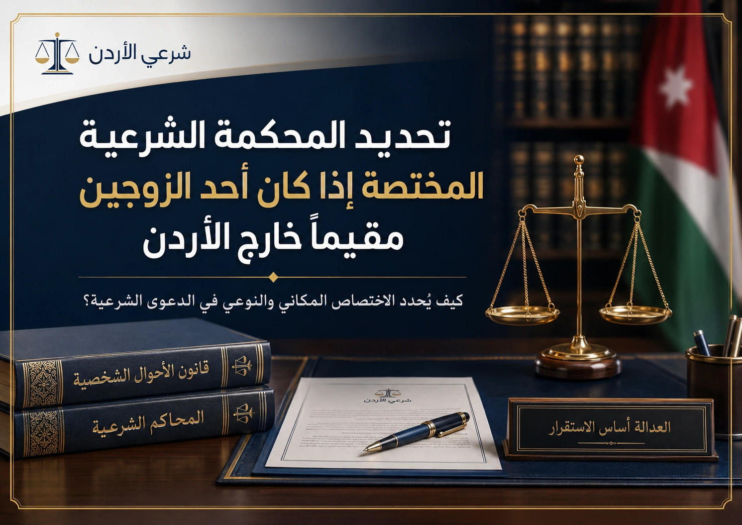 تحديد المحكمة الشرعية المختصة إذا كان أحد الزوجين مقيماً خارج الأردن