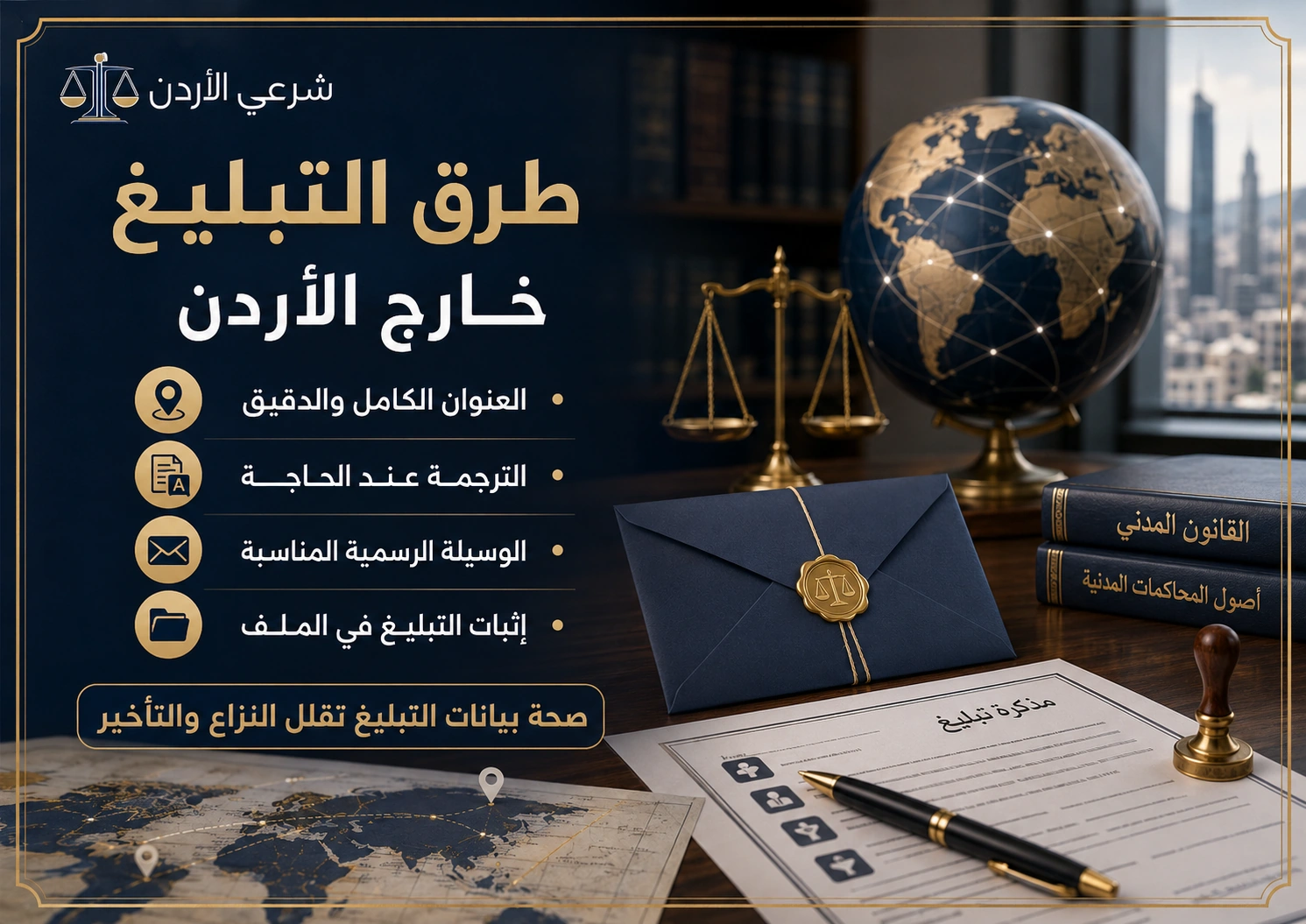 طرق تبليغ الزوج أو الزوجة خارج الأردن
