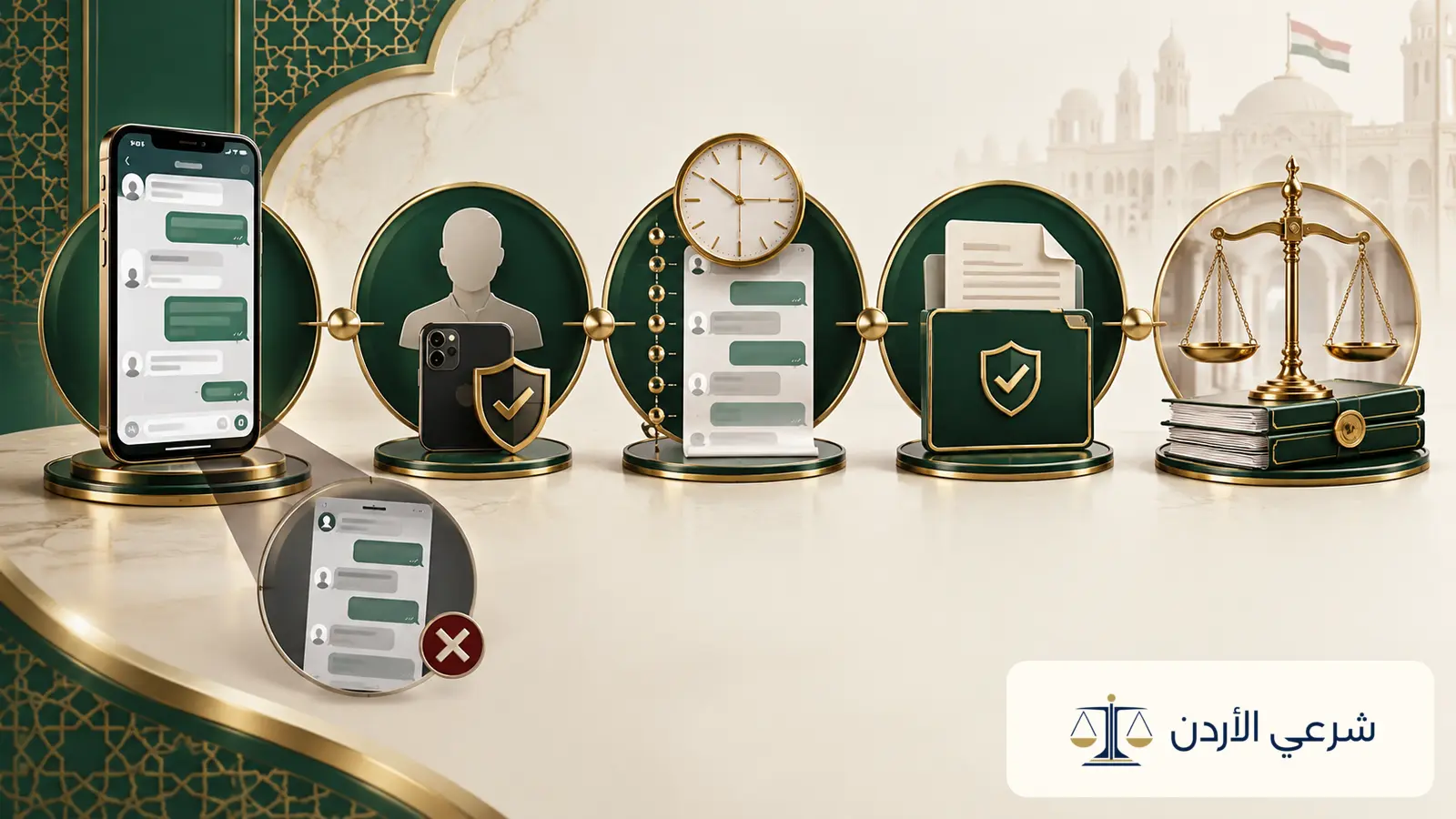 إنفوجرافيك يوضح خطوات حفظ وفحص أدلة رسالة الطلاق الإلكترونية أمام المحكمة الشرعية